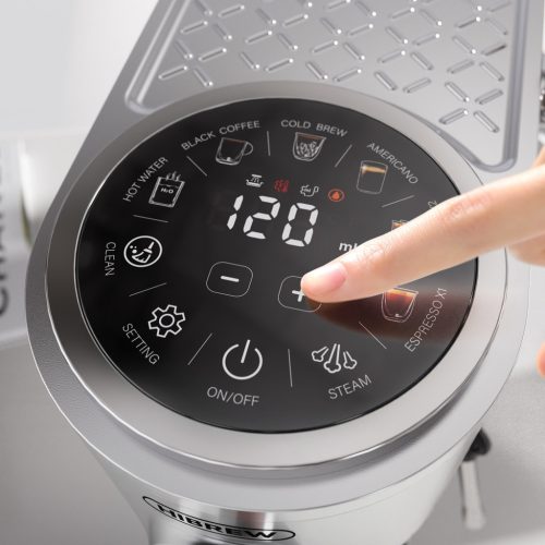 HiBREW H13 58mm, kijelzős, karos kávéfőző, dupla fűtőegységgel (ezüst)