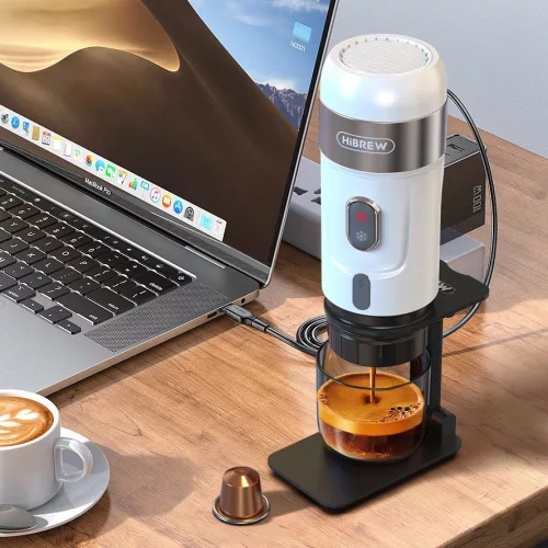 HiBREW H4A Premium 3in1 fehér, hordozható kávéfőző táskával és állvánnyal 