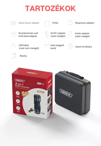 HiBREW H4A Premium 3in1 fehér, hordozható kávéfőző táskával és állvánnyal 