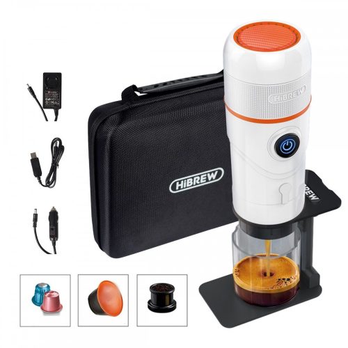 HiBREW H4 Premium fehér, 3in1 multikapszulás, hordozható kávéfőző táskával