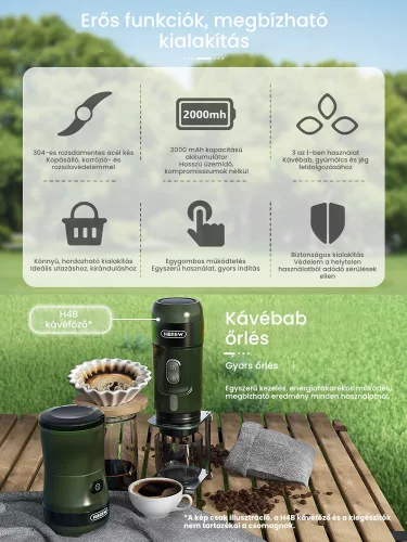 HiBREW G2 hordozható 3 az 1-ben kávédaráló, turmix és jégaprító