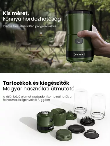 HiBREW G2 hordozható 3 az 1-ben kávédaráló, turmix és jégaprító