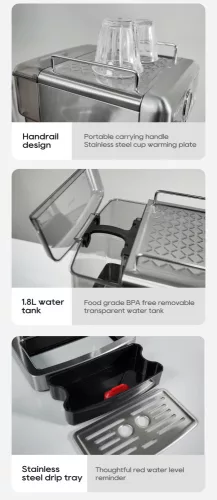 HiBREW H10A félautomata, 58mm, kijelzős, karos kávéfőző