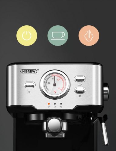 Újracsomagolt HiBREW H5 20 Bar félautomata (karos) kávéfőző hőmérséklet mérővel