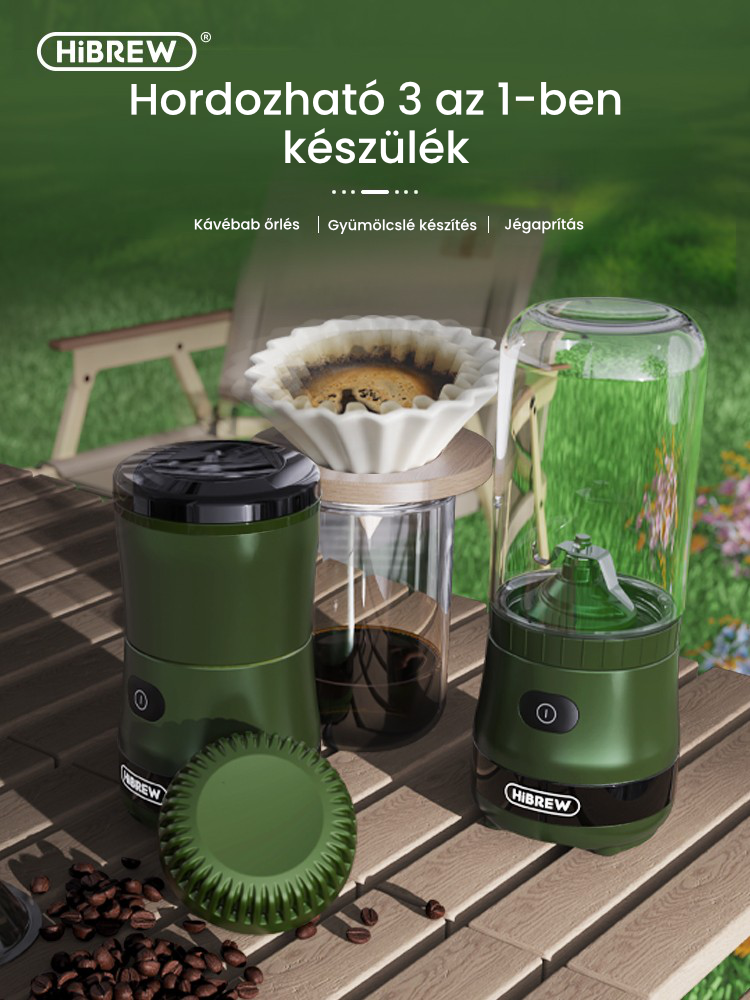 HiBREW G2 hordozható 3in1 akkumulátoros kávéőrlő