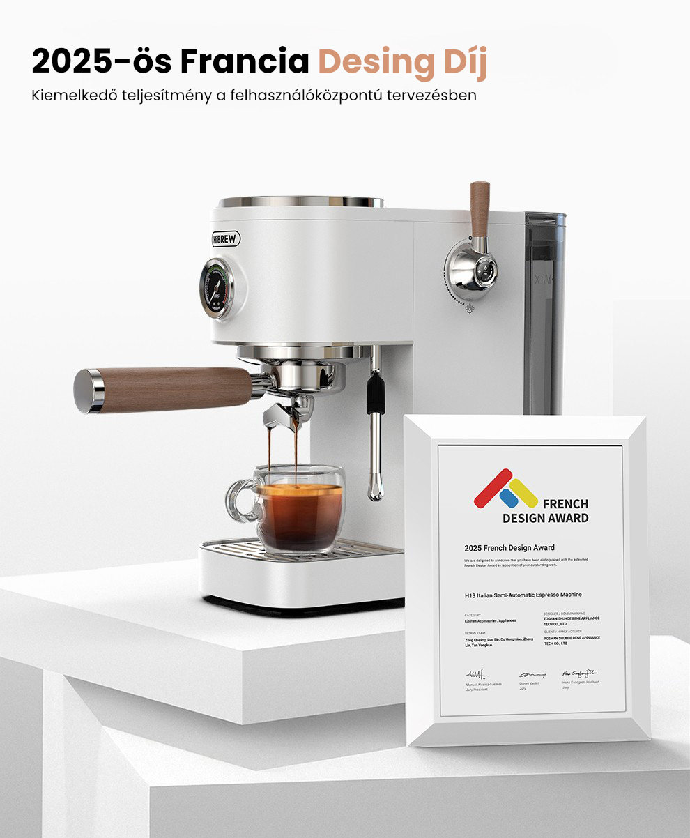 HiBREW H13 presszó kávéfőző fehér French Design Award