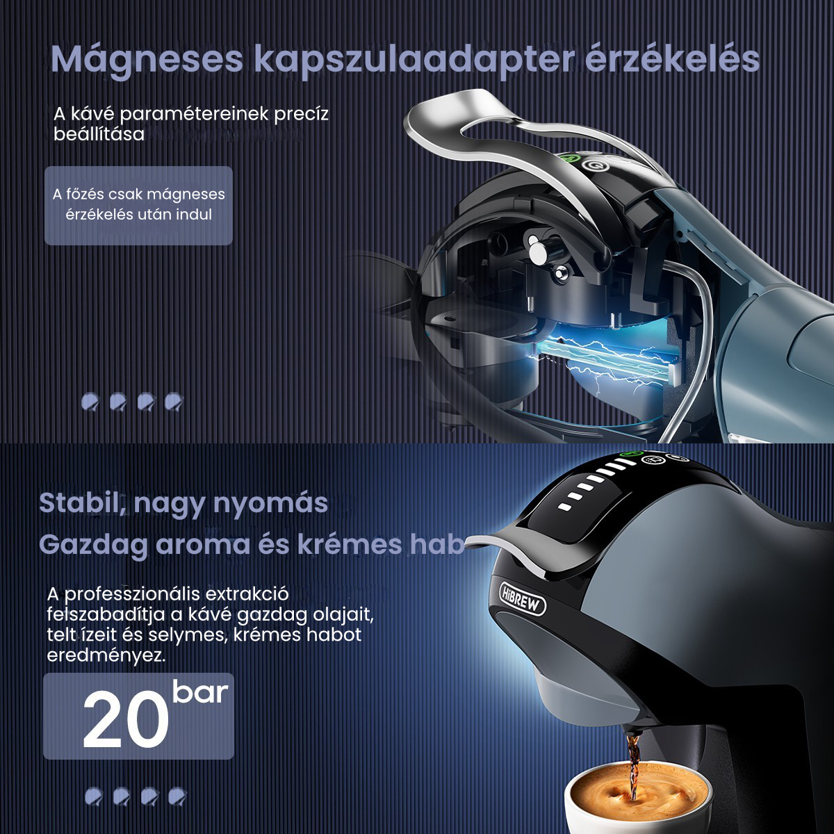 HiBREW H17 multikapszulás kávéfőző adapterkezelés nyomás