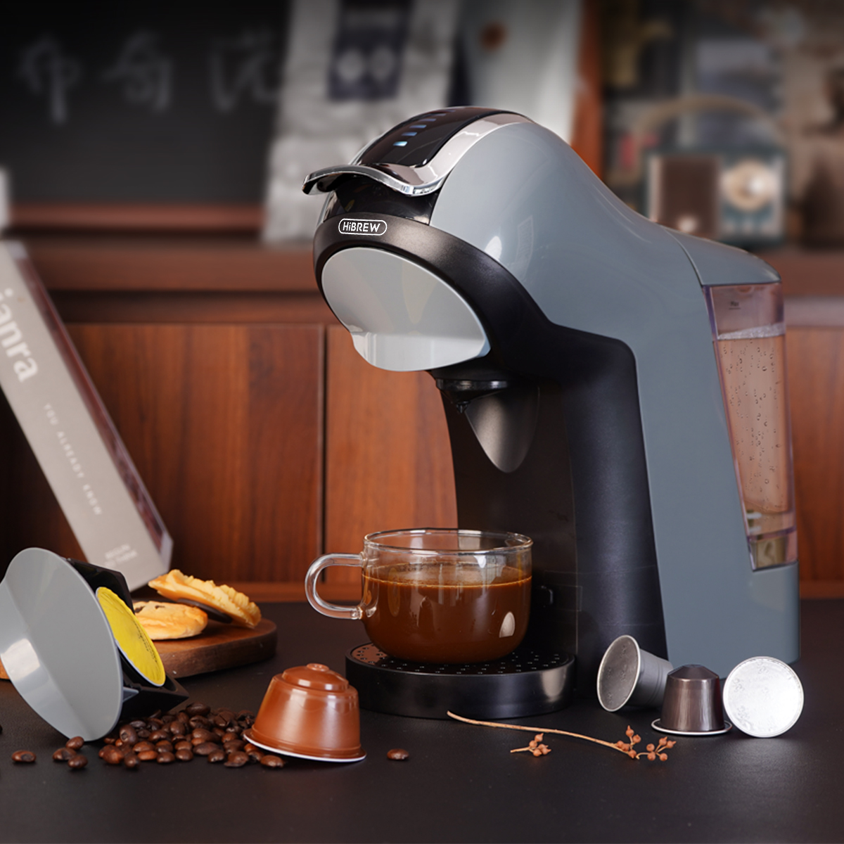 HiBREW H17 multikapszulás kávéfőző kapszulákkal 