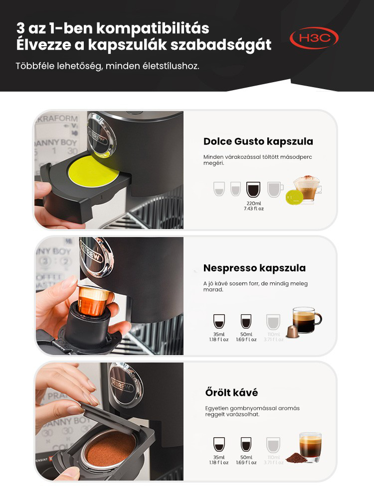 HiBREW H3C adapterek Nespresso Dolce Gusto őrölt kávé